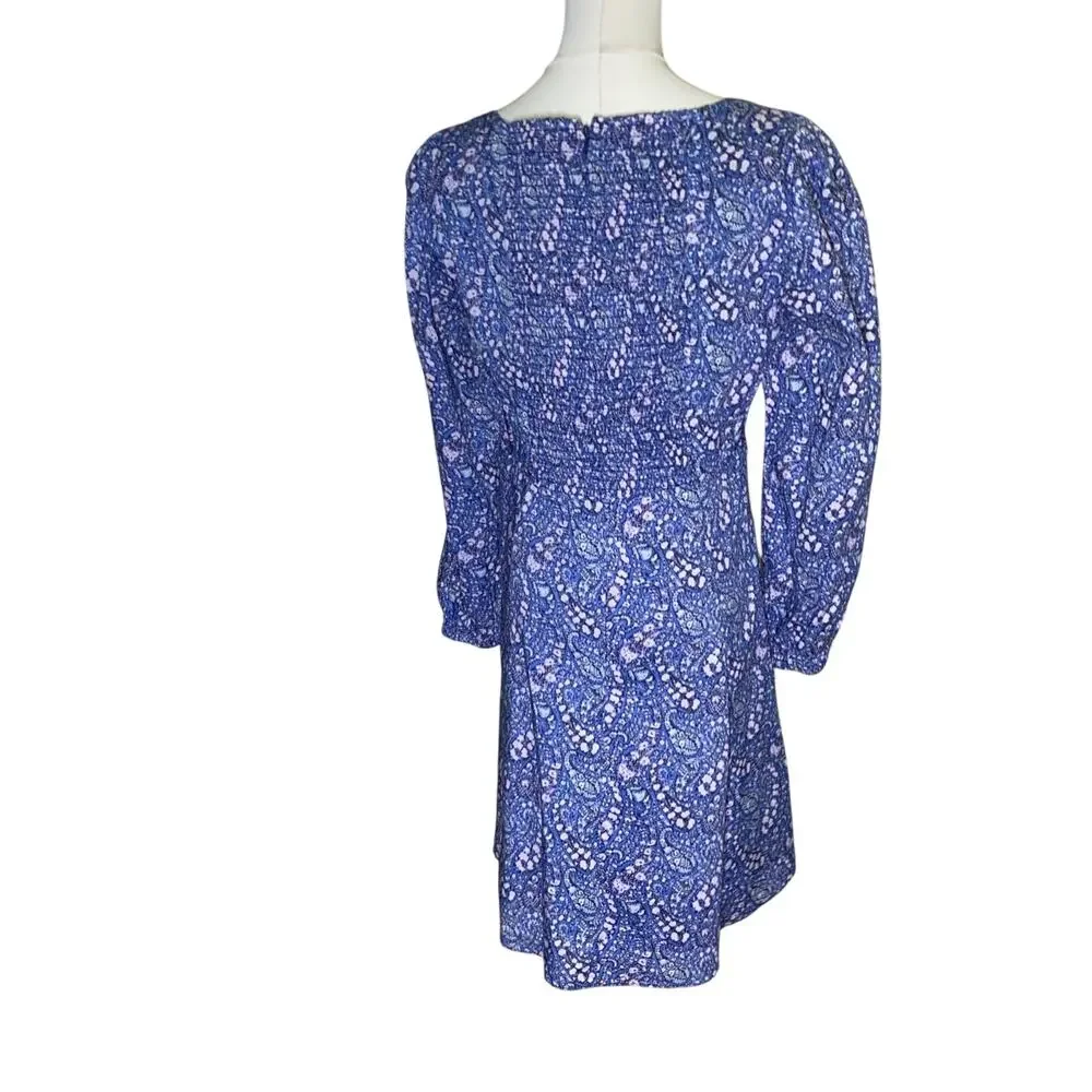 JCREW Women Sweetheart Liberty Blue Floral Milkmaid Mini Dress 6
